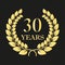 30 years anniversary laurel wreath icon or sign. Template for celebration and congratulation design. 30th anniversary