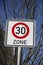 30 zone traffic sign