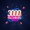 3000 followers celebration in social media vector web banner on dark background. Three thousand follows 3d Isolated