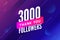 3000 followers vector. Greeting social card thank you followers. Congratulations 3k follower design template