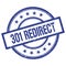 301 REDIRECT text written on blue vintage round stamp