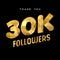 30k gold internet follower number thank you card