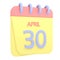 30th April 3D calendar icon