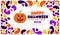 31 October happy Halloween pattern background design with pumpkins.
