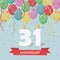 31 years selebration. Happy Birthday greeting card