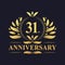 31st Anniversary Design, luxurious golden color 31 years Anniversary logo