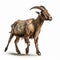 32k Uhd Image Of Horned Goat Walking On White Background