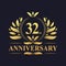 32nd Anniversary Design, luxurious golden color 32 years Anniversary logo