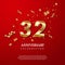 32th Anniversary celebration. Golden number 32