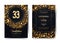 33rd years birthday vector black paper luxury invitation double card. Thirty three years wedding anniversary celebration