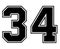 34 Classic Vintage Sport Jersey Number in black number on white background for american football, baseball or basketball