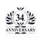 34th Anniversary celebration, luxurious 34 years Anniversary logo design.