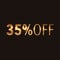 35 percent off, golden words on black background, 3d illustration