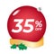 35 percent off. Thirty-five discount. Christmas sale banner.