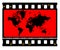 35mm color movie film with map