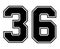 36 Classic Vintage Sport Jersey Number in black number on white background for american football, baseball or basketball