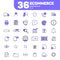 36 Ecommerce Icons Pack #2, Lineal Color E-Commerce Icons