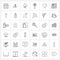 36 Interface Line Icon Set of modern symbols on love, lollipop, weather, food, raining