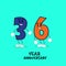 36 NUMBER CUTE YEAR ANNIVERSARY CELEBRATION DESIGN VECTOR TEMPLATE ILLUSTRATION