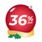 36 percent off. Thirty-six discount. Christmas sale banner.