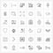 36 Universal Line Icon Pixel Perfect Symbols of games, love, calendar, music, speaker