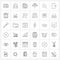 36 Universal Line Icon Pixel Perfect Symbols of user interface, forecast, iPod, weather, insurance
