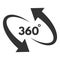 360 degree black icon in round rotation pictogram