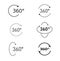 360 degree circular rotation. Set Vector icons and web button. COLLECTION OF ICONS