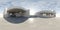 360 degree full panorama environment map of concrete exterior architecture building environment with sky and sun light