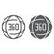 360 degree line and glyph icon, angle and view, rotate sign, vector graphics, a linear pattern on a white background.