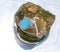 360-degree panorama from the air to a tourist recreation center in the Altai mountains with hotel buildings and pools on a warm