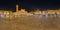 360 degree panorama of `Piazza del Campo` square in Siena at night.