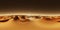 360 degree panorama of sunset on Mars, Mars sand dunes, environment 360 HDRI map. Equirectangular projection, spherical panorama
