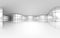 360 degree panorama view of empty white room with metallic surface and reflections 3d render illustration