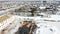 360 degree Panoramic view from a drone overhead of a multi-family housing construction project and staging area in the