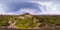360 degrees aerial panorama of the Dzhendem tepe also known as Y