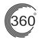 360 degrees angle icon on white background. flat style. 360 degrees angle sign.