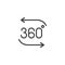360 degrees arrows outline icon