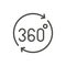 360 degrees icon vector. Line rotation angle symbol.