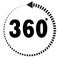 360 degrees icon on white background. 360 degrees sign.