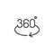 360 degrees rotation arrow outline icon