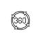 360 degrees rotation arrows line icon