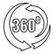 360 degrees rotation icon, outline style