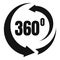 360 degrees rotation icon, simple style