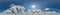 360 hdri panorama of blue skydome with cumulus clouds, seamless sky panorama view with zenith for use in 3d graphics or game