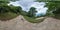 360 hdri panorama on serpentine path in high in mountains among deciduous forest in equirectangular spherical seamless projection