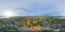 360 panorama by 180 degrees angle seamless panorama of aerial view of Big Golden Buddha Statue and pagoda in Tiger Cave Temple or