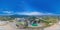 360 panorama by 180 degrees angle seamless panorama of aerial view of machine excavator trucks dig coal mining or ore in quarry in
