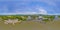 360 panorama by 180 degrees angle seamless panorama of aerial view of River Kwai Bridge with train rail way with Chao Phraya River