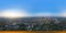 360 panorama by 180 degrees angle seamless panorama view of aerial top view of Phra Pathommachedi temple at sunset. The golden